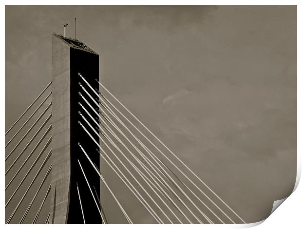 The Franjo Tuđman Bridge - Dubrovnic B&W Print by Michael Wood