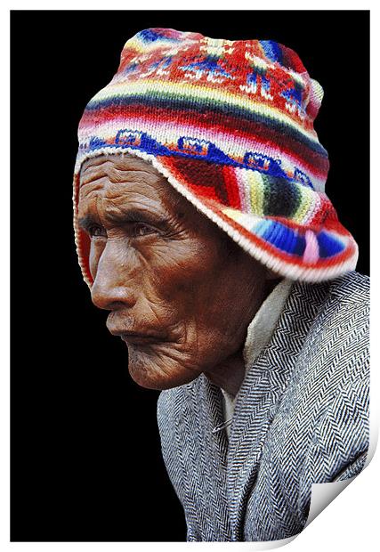 Aymara Man. Taquile Island. Titikaka Lake, Bolivia Print by Eyal Nahmias