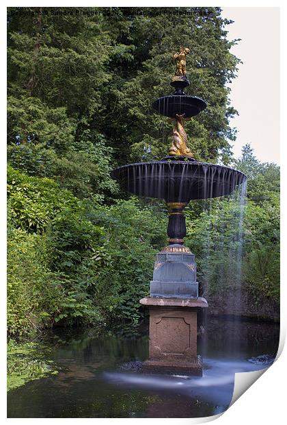 Fountain in the Park Print by Sandra Pledger