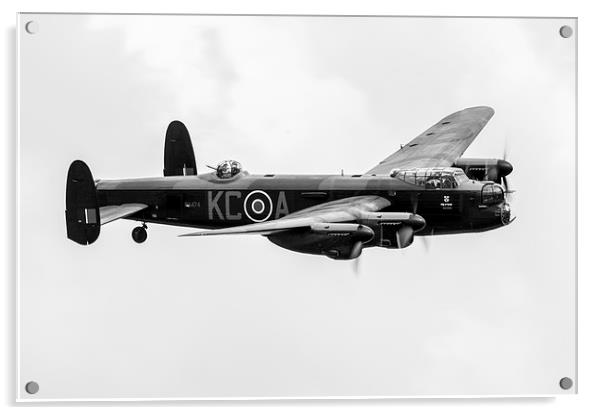 BBMF Lancaster PA474 black and white version Acrylic by Gary Eason