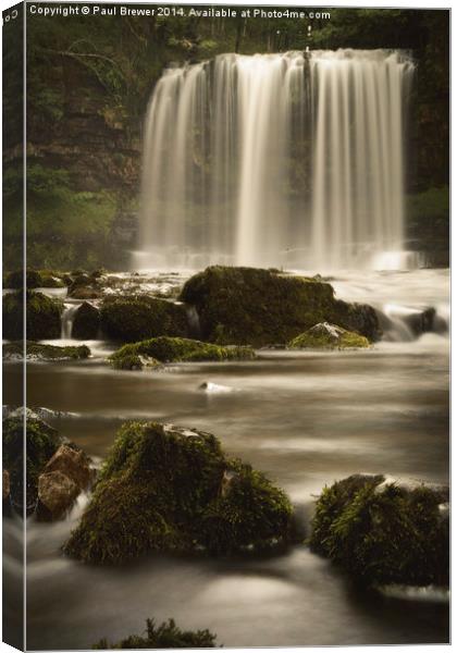 Sgwd yr Eira, Brecon Beacons Waterfall, Canvas Print by Paul Brewer
