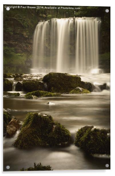 Sgwd yr Eira, Brecon Beacons Waterfall, Acrylic by Paul Brewer