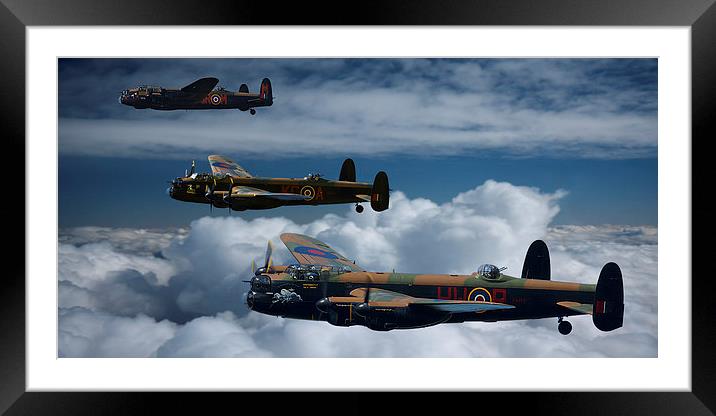 Three BBMF Lancaster Bombers Framed Mounted Print by Oxon Images