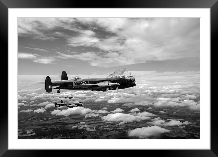 617 Squadron Tallboy Lancasters black and white ve Framed Mounted Print by Gary Eason