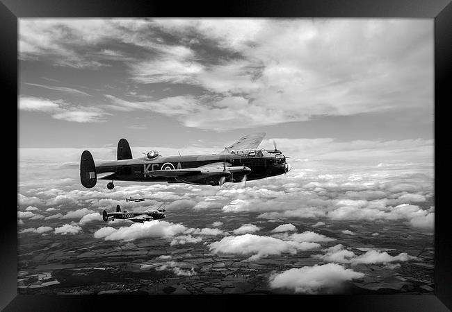 617 Squadron Tallboy Lancasters black and white ve Framed Print by Gary Eason