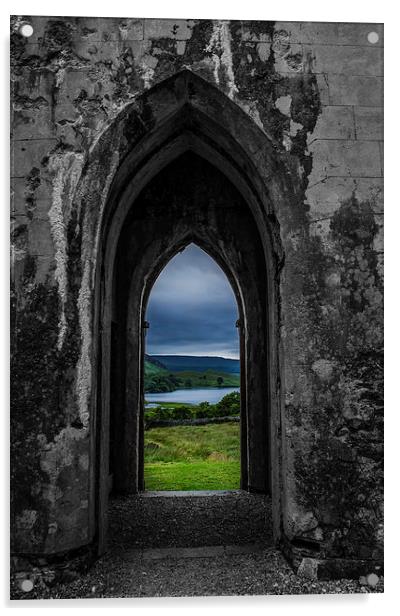  old ruined church, Dunlewey, Donegal, Ireland Acrylic by carolann walker