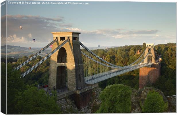  Balloons over Clifton Suspension Bridge  Canvas Print by Paul Brewer