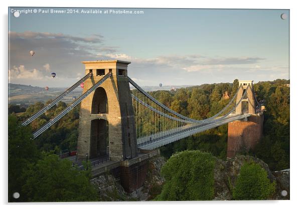  Balloons over Clifton Suspension Bridge  Acrylic by Paul Brewer
