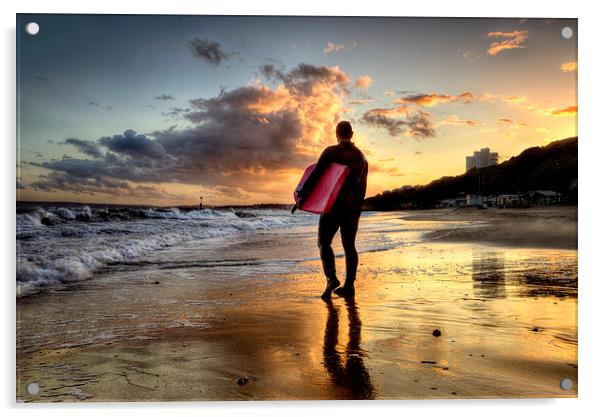  Surfer at Sundown Acrylic by Jennie Franklin