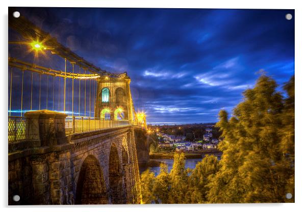 Menai Bridge, Bangor Acrylic by Jon Lingwood