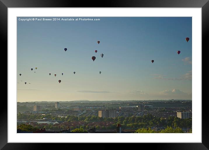  Balloons Fly over Bristol Framed Mounted Print by Paul Brewer