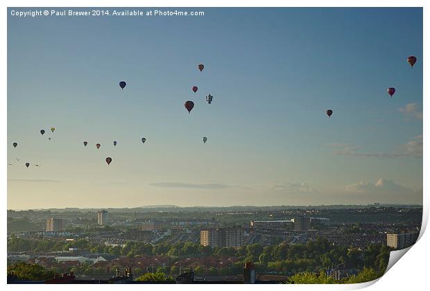  Balloons Fly over Bristol Print by Paul Brewer