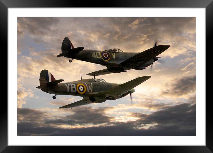  Spitfire and Hurricane Framed Mounted Print by J Biggadike