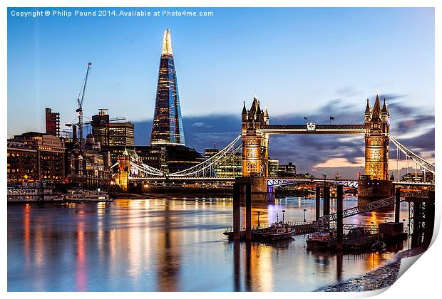  Tower Bridge and the Shard At Night Print by Philip Pound