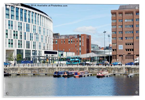  View of Liverpool across canning Dock Acrylic by Frank Irwin