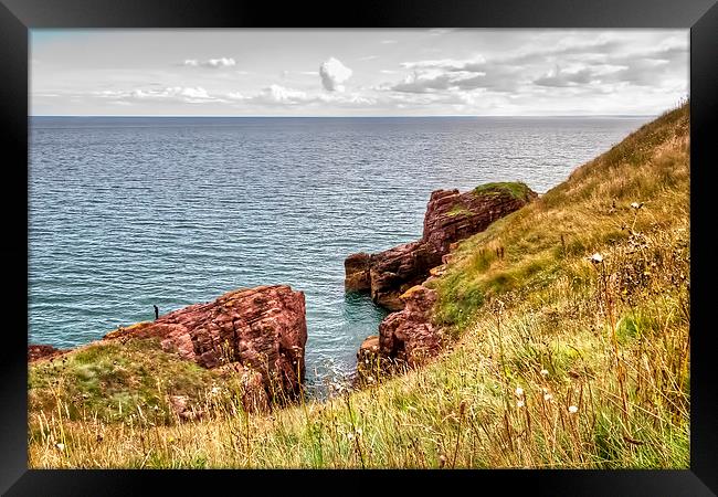 Seaton Cliffs Framed Print by Valerie Paterson
