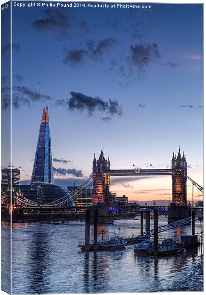  The Shard and Tower Bridge at Sunset Canvas Print by Philip Pound