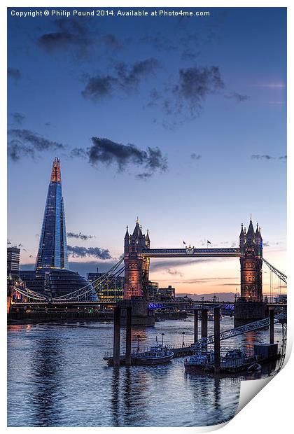  The Shard and Tower Bridge at Sunset Print by Philip Pound