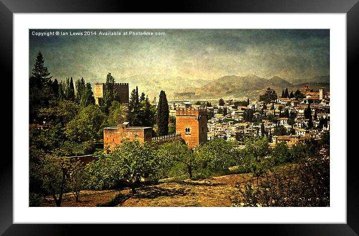  Granada From The Alhambra Gardens Framed Mounted Print by Ian Lewis