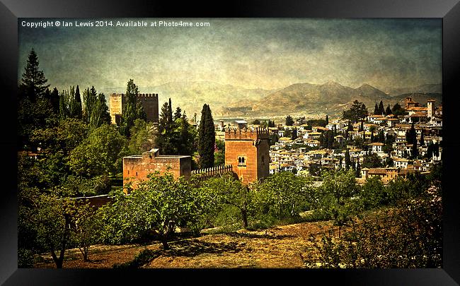  Granada From The Alhambra Gardens Framed Print by Ian Lewis
