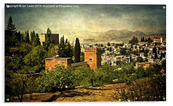  Granada From The Alhambra Gardens Acrylic by Ian Lewis