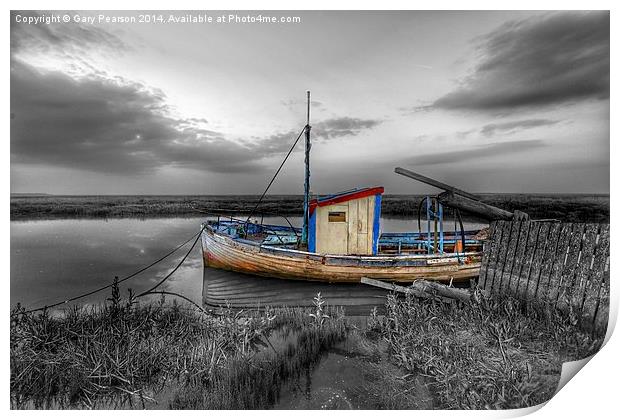 Fishing boat at Thornham in Norfolk Print by Gary Pearson