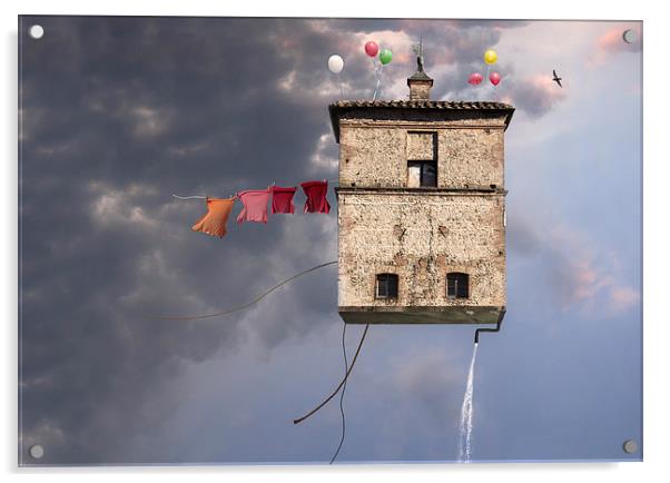  Flying tower Acrylic by Guido Parmiggiani