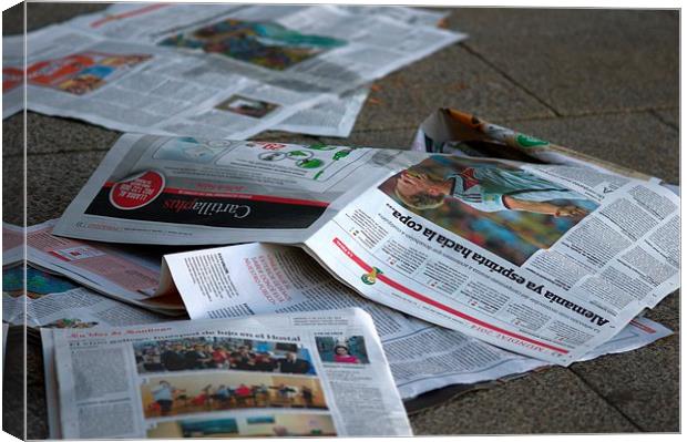  Newspapers spead on the floor Canvas Print by Jose Manuel Espigares Garc