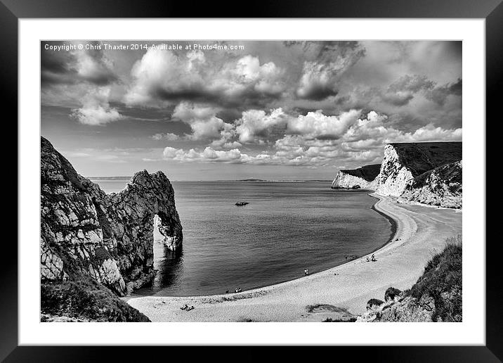  Durdle Door Black and White Framed Mounted Print by Chris Thaxter