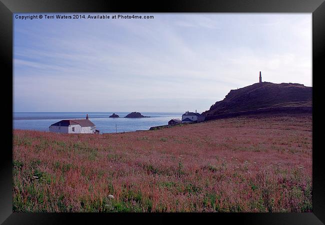 View From St Helen's Oratory Cape Cornwall Framed Print by Terri Waters