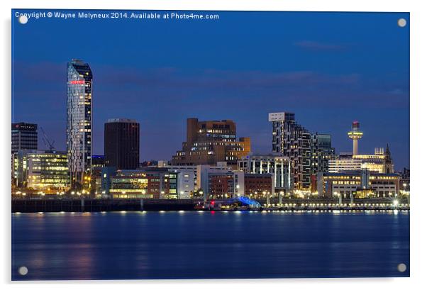  Liverpool Skyline Acrylic by Wayne Molyneux