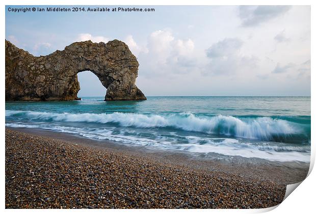 Durdle Door in the evening Print by Ian Middleton