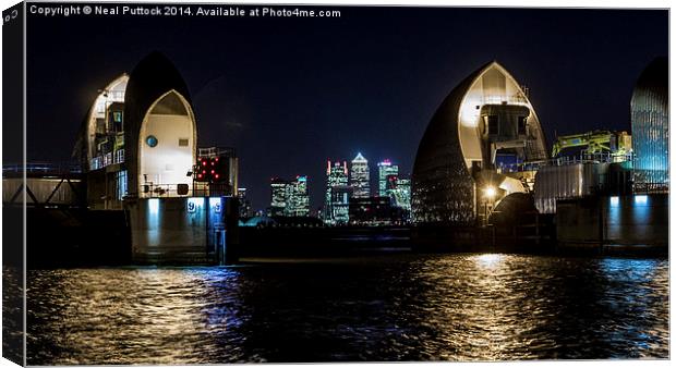  Thames Barrier at Night Canvas Print by Neal P