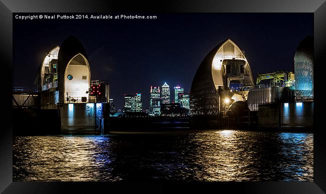  Thames Barrier at Night Framed Print by Neal P
