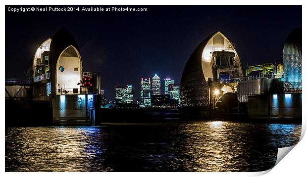  Thames Barrier at Night Print by Neal P