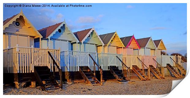  Mersea Beach Huts Print by Diana Mower