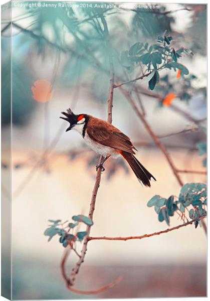  Red-whiskered Bulbul. Nature In Alien Skin. Verti Canvas Print by Jenny Rainbow