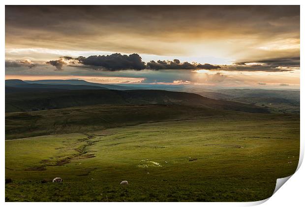 The Brecon Beacons in south Wales. Print by Leighton Collins