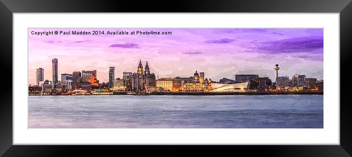  Panoramic Liverpool cityscape oil painting effect Framed Mounted Print by Paul Madden