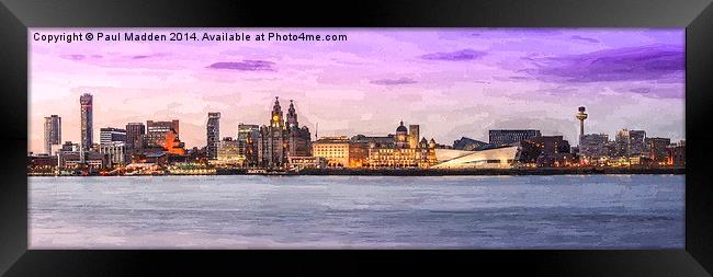  Panoramic Liverpool cityscape oil painting effect Framed Print by Paul Madden