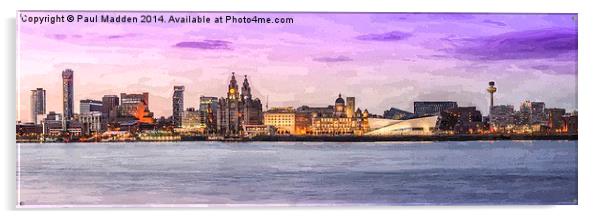  Panoramic Liverpool cityscape oil painting effect Acrylic by Paul Madden