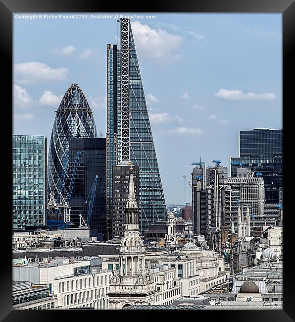  Gerkin, Cheesegrater and Lloyds Buildings in Lond Framed Print by Philip Pound