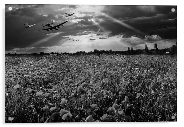 The final sortie, black and white version Acrylic by Gary Eason