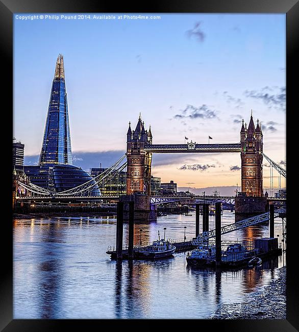  Tower Bridge and The Shard At Sunset Framed Print by Philip Pound
