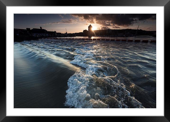  The Tawe barrage in full flow Framed Mounted Print by Leighton Collins