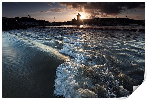  The Tawe barrage in full flow Print by Leighton Collins