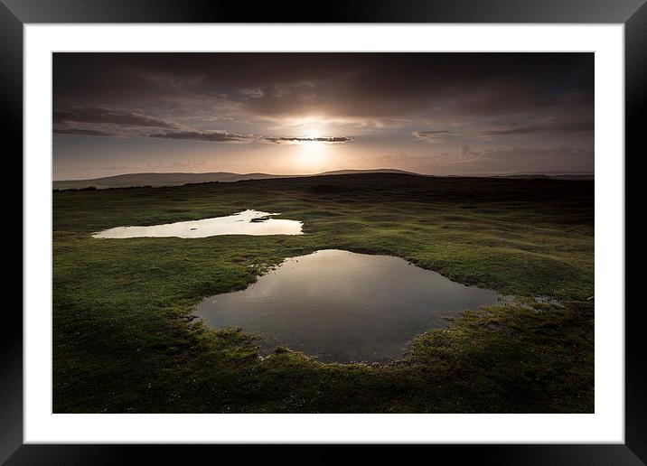  Cefn Bryn puddles Framed Mounted Print by Leighton Collins