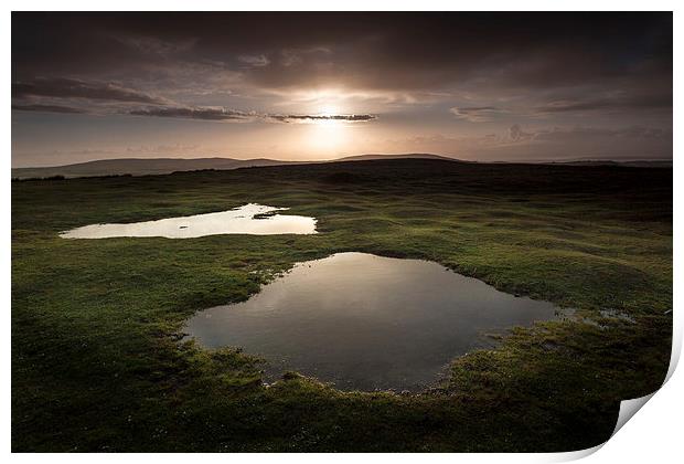 Cefn Bryn puddles Print by Leighton Collins