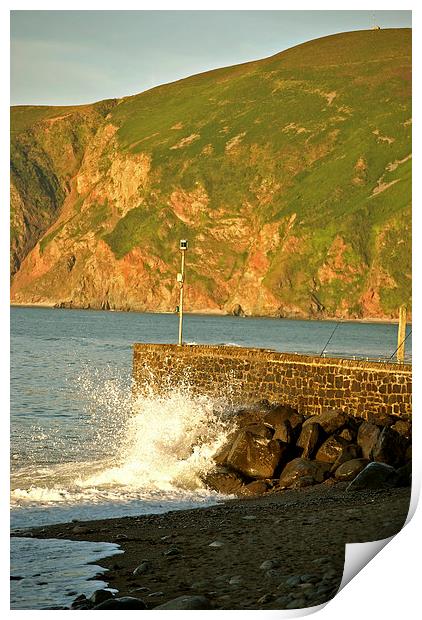 Breakers on the Harbour Wall  Print by graham young