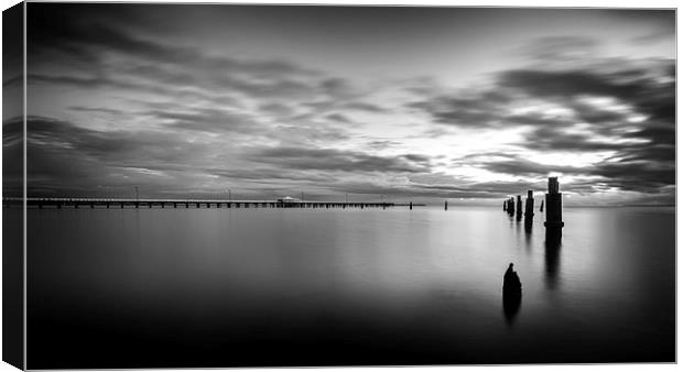 Shorncliffe Pier in Monochrome Canvas Print by Peta Thames